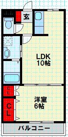 センチュリオン黒崎(1LDK/4階)の間取り写真
