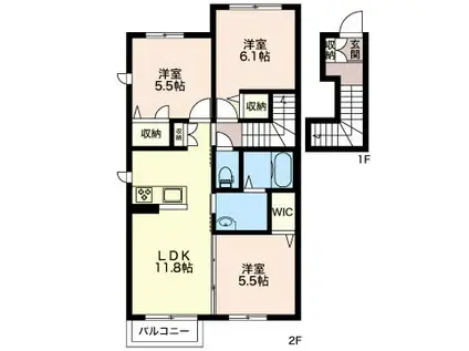 シャーメゾン フェザントIII(3LDK/2階)の間取り写真