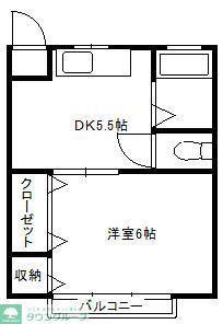 奥冨荘(1DK/1階)の間取り写真