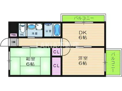 メゾン松園(2DK/2階)の間取り写真