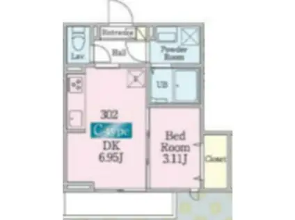 TRESRIO溝の口(1DK/1階)の間取り写真