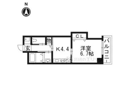 マンションクォーレ(1DK/6階)の間取り写真