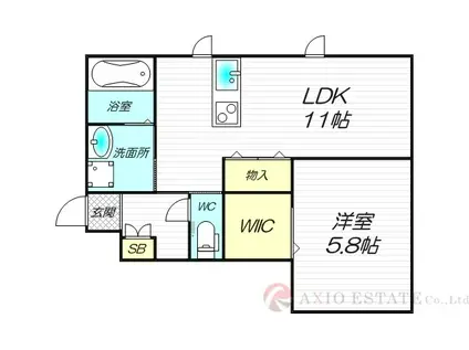 ピュアヴェール(1LDK/1階)の間取り写真