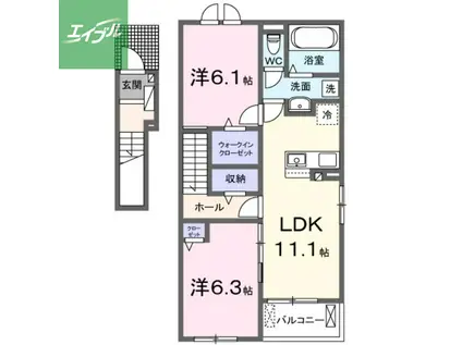 グラシオッソ II(2LDK/2階)の間取り写真