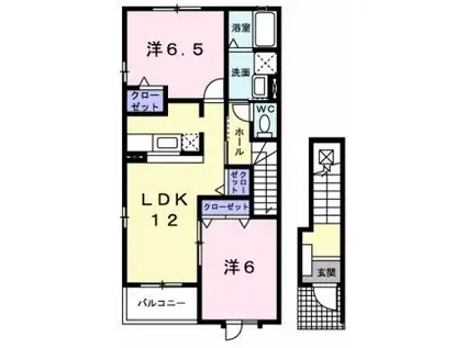 コモディダC(2LDK/2階)の間取り写真