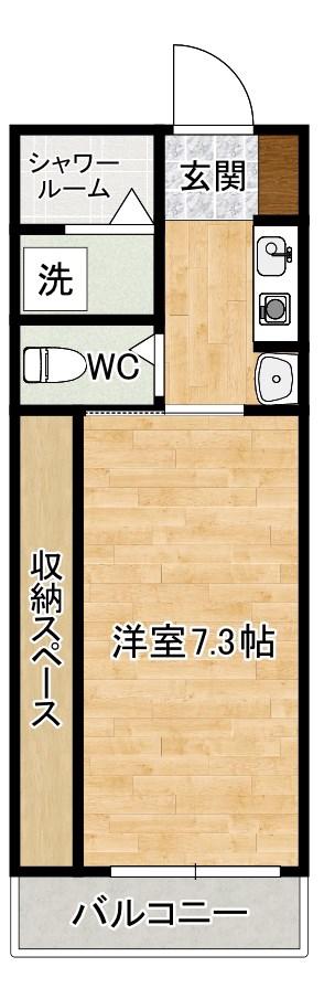 @SORACHI上富野(1K/1階)の間取り写真