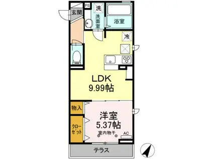 プリマヴェーラ(1LDK/1階)の間取り写真