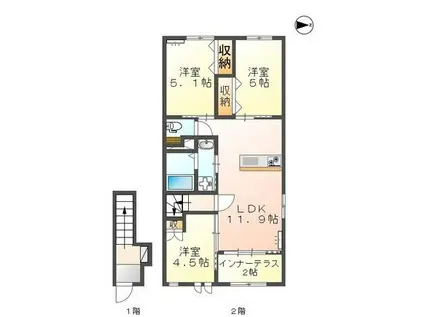 アメニティ O(3LDK/2階)の間取り写真