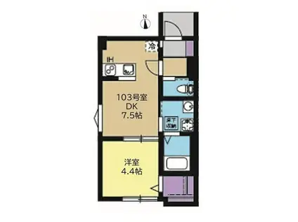 ファーストブライツテラス(1DK/1階)の間取り写真