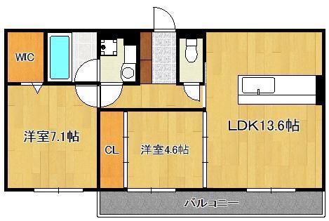 BELLE FLEURII(2LDK/2階)の間取り写真