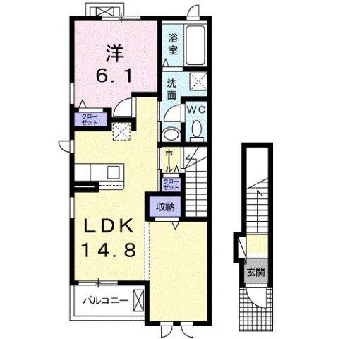 シオン I(1LDK/2階)の間取り写真