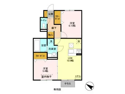 CASA SOAVE カーサソアベ(2LDK/1階)の間取り写真