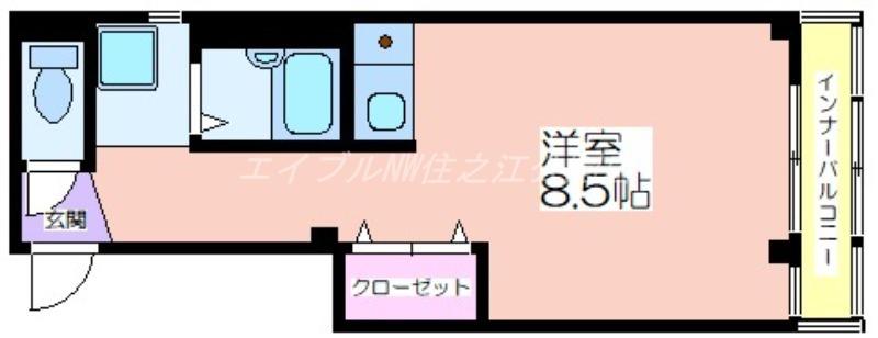 パークシティ長居(ワンルーム/4階)の間取り写真