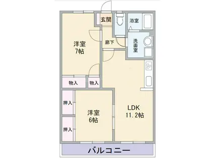 クレスト上尾K-3(3DK/2階)の間取り写真