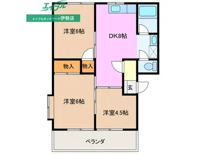 ウエストリバー(3DK/2階)の間取り写真