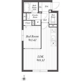 プラティーク住吉(1LDK/2階)の間取り写真