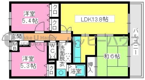 プレステージ和白III(3LDK/3階)の間取り写真