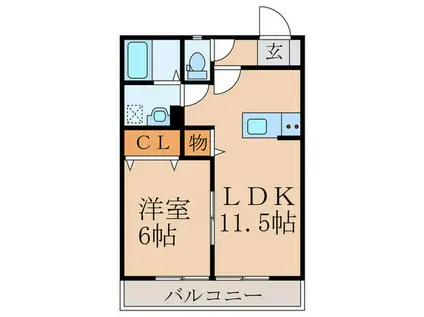 レミエ潤野E(1LDK/1階)の間取り写真