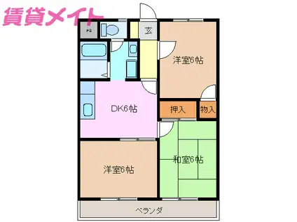 メープルリーフ(3DK/2階)の間取り写真