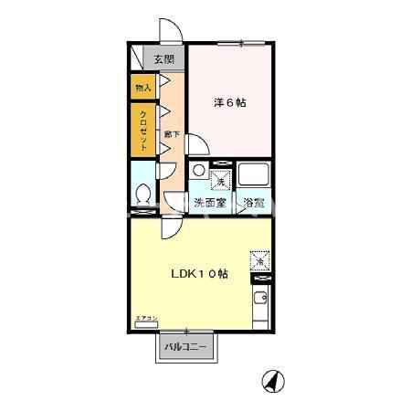 リヴィエール(1LDK/2階)の間取り写真