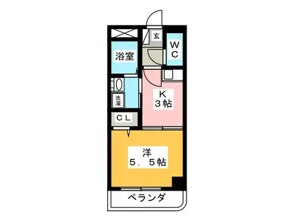 アルファ(1K/4階)の間取り写真