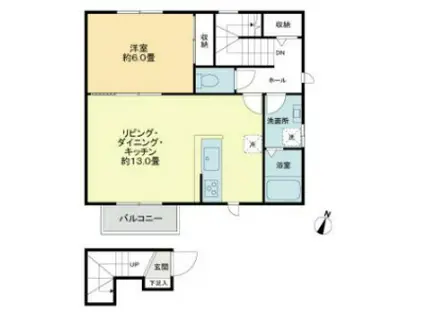 アーク世田谷代田A棟(1LDK/2階)の間取り写真