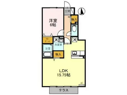 ローズコート歌の森(1LDK/1階)の間取り写真