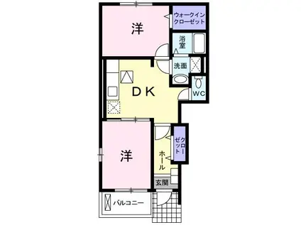 ポンム・ド・テールI(2DK/1階)の間取り写真