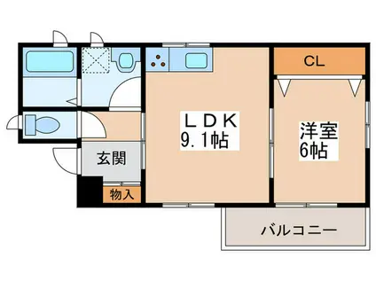 ファミリア三明町(1LDK/3階)の間取り写真