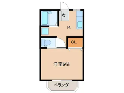 ビゴ野地(1K/1階)の間取り写真