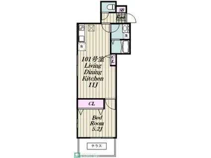 GARDEN TERRACE 都立家政(1LDK/1階)の間取り写真