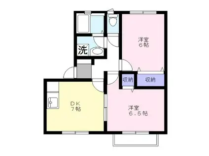 ピュール・メゾンB(2DK/1階)の間取り写真