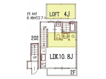 リノリノアパートメント五日市(ワンルーム/2階)の間取り写真