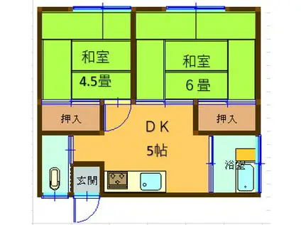 嵐清荘(2K/2階)の間取り写真