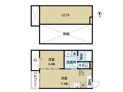 34-倶楽部ハウス(1DK/1階)の間取り写真