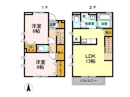 アストルム(2LDK/1階)の間取り写真