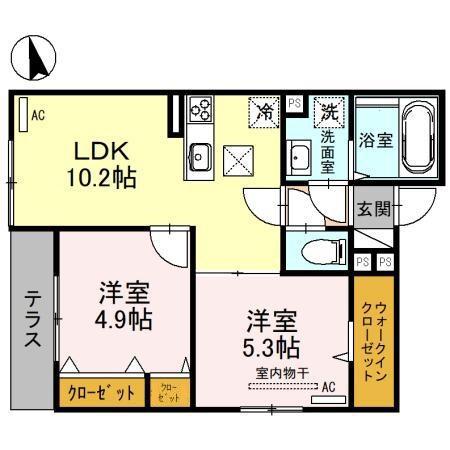グランディール・ロジェ(2LDK/1階)の間取り写真