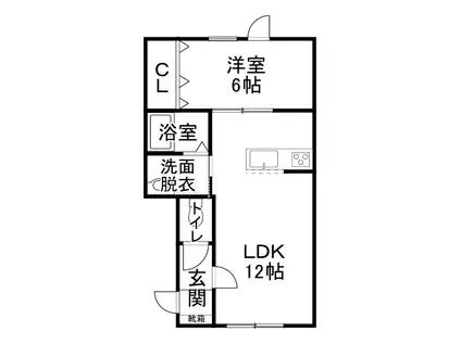 エマーブル(1LDK/2階)の間取り写真