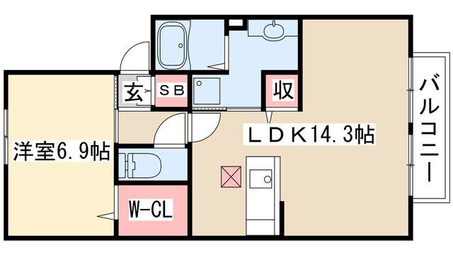 エーデルワイス苗代(1LDK/2階)の間取り写真