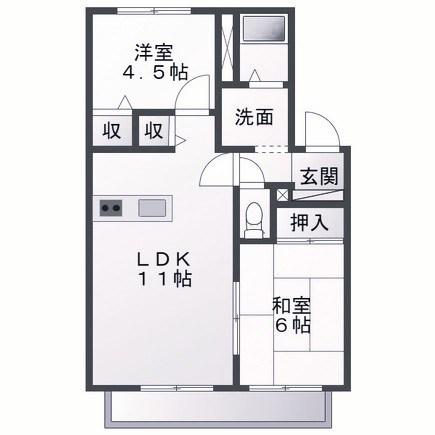 ディアス錦が丘(2LDK/1階)の間取り写真