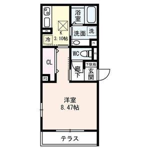 HERMITAGE羽根(1K/3階)の間取り写真