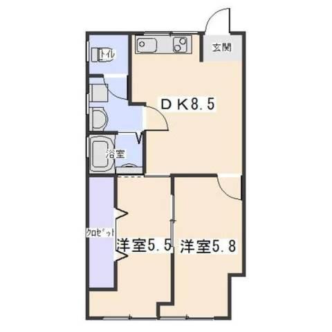 パラシオ美合(2DK/5階)の間取り写真