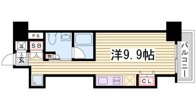 レジディア神戸磯上(ワンルーム/13階)の間取り写真