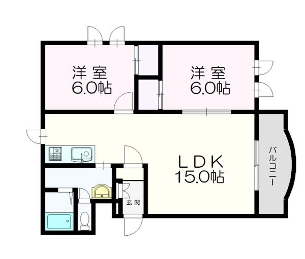 グリーンヒルズ(2LDK/1階)の間取り写真