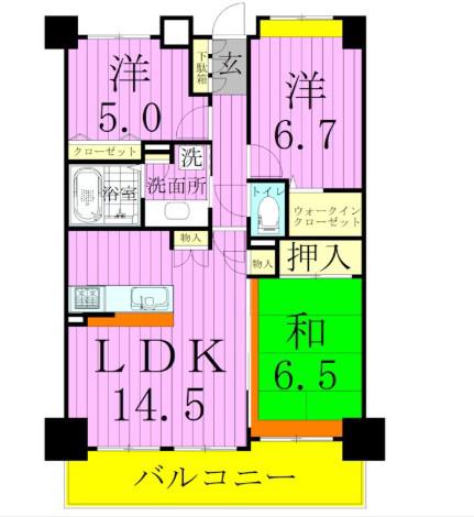 アトランティス綾瀬(3LDK/8階)の間取り写真