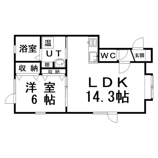 富士見ビレッジ(1LDK/2階)の間取り写真