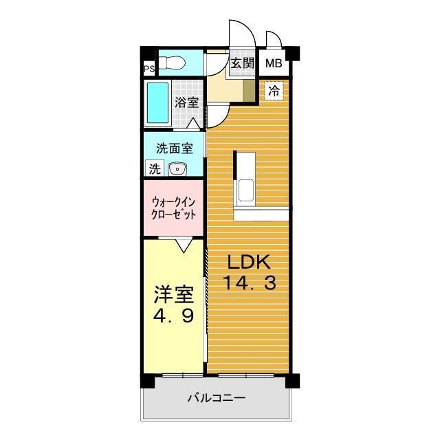 FAMILLE王司(1LDK/2階)の間取り写真