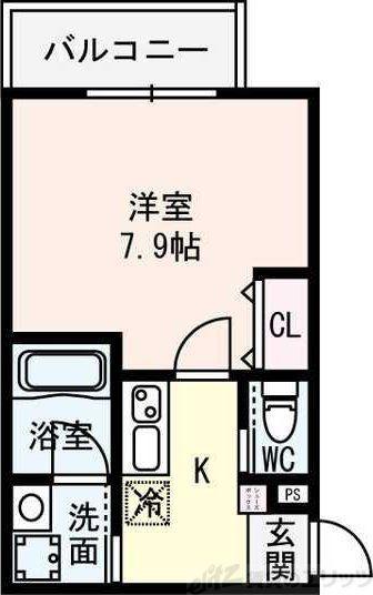 クレセント江坂(1K/1階)の間取り写真