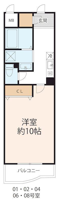ブライト45(1K/2階)の間取り写真
