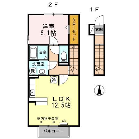 SERENO III(1LDK/2階)の間取り写真